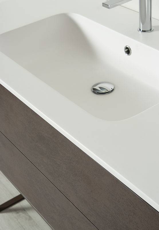 Meuble de salle de bain avec vasque simple facade grise