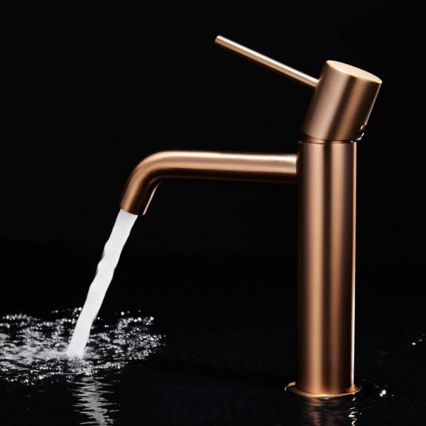 Mitigeur Lavabo en Or Rose Brossé - Élégance à Sarrians