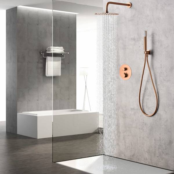 Ensemble Encastré Douche en Or Rose Brossé - Douche de Rêve à Châteauneuf-du-Pape