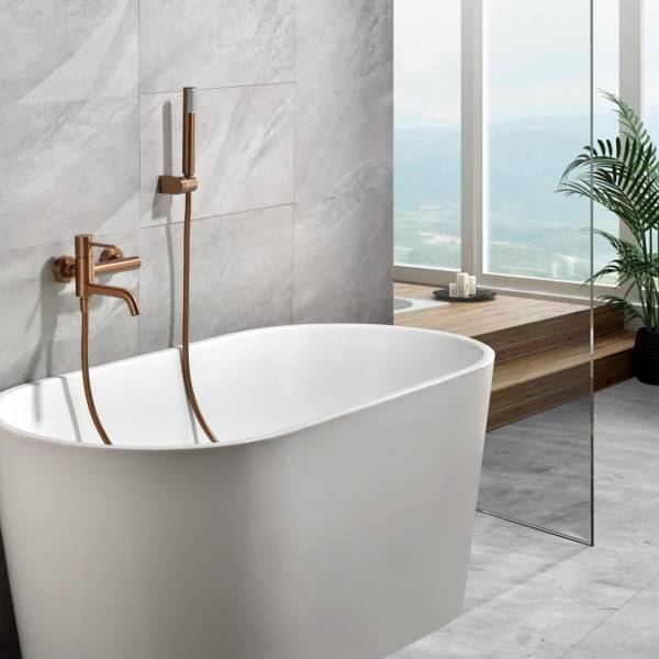 Ensemble Baignoire en Or Rose Brossé - Luxe et Relaxation à Jonquières